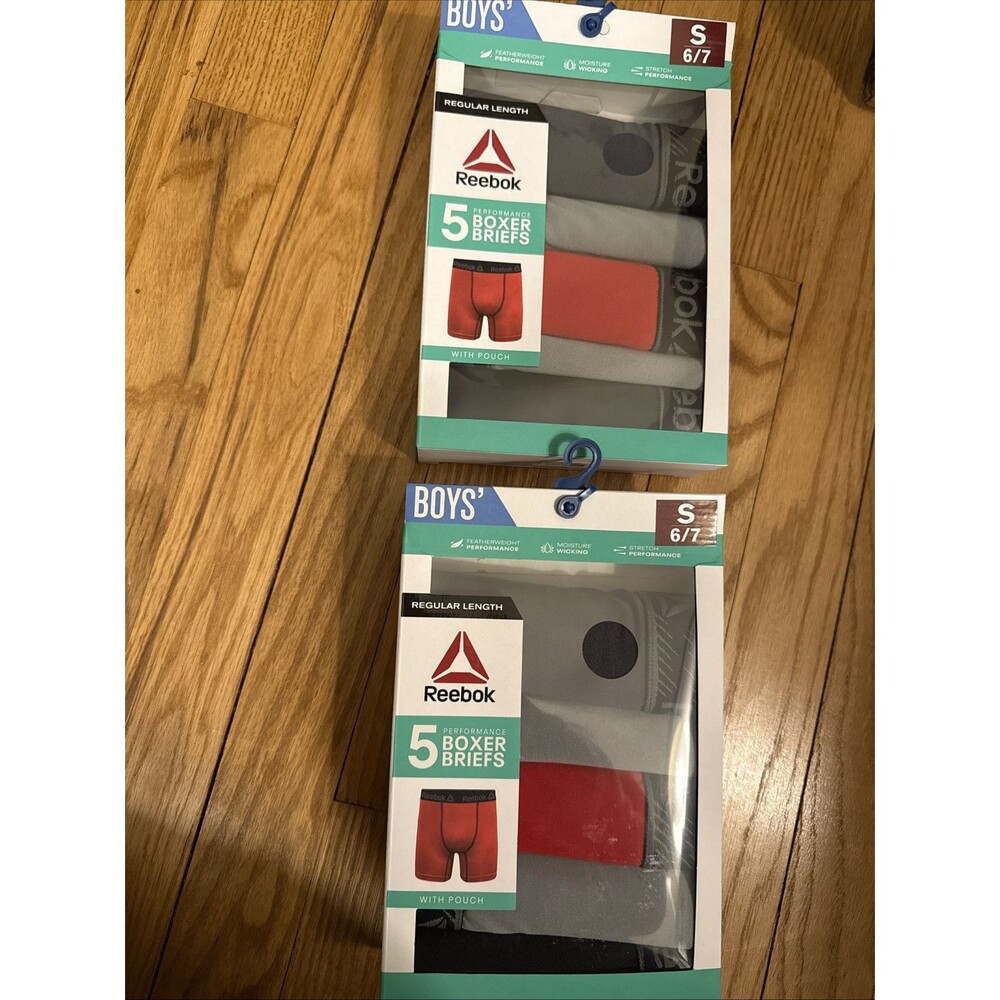 LOT 2 Boys Reebok Performance Boxer Briefs Size Small 6/7  5 Pack Ea